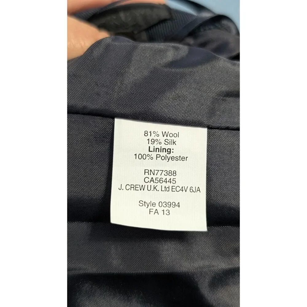 J.Crew Navy Wool Silk Mini Skirt Pleated Tailored Preppy Office Academia Size 6